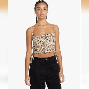 Volcom Meeyoww Cami Leopard Print Crop Top NWT XL Boho Festival